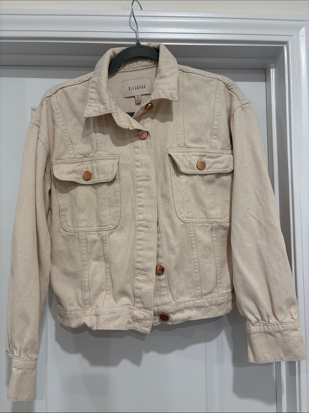 Blu Pepper Beige-Cream Denim Utility Jacket